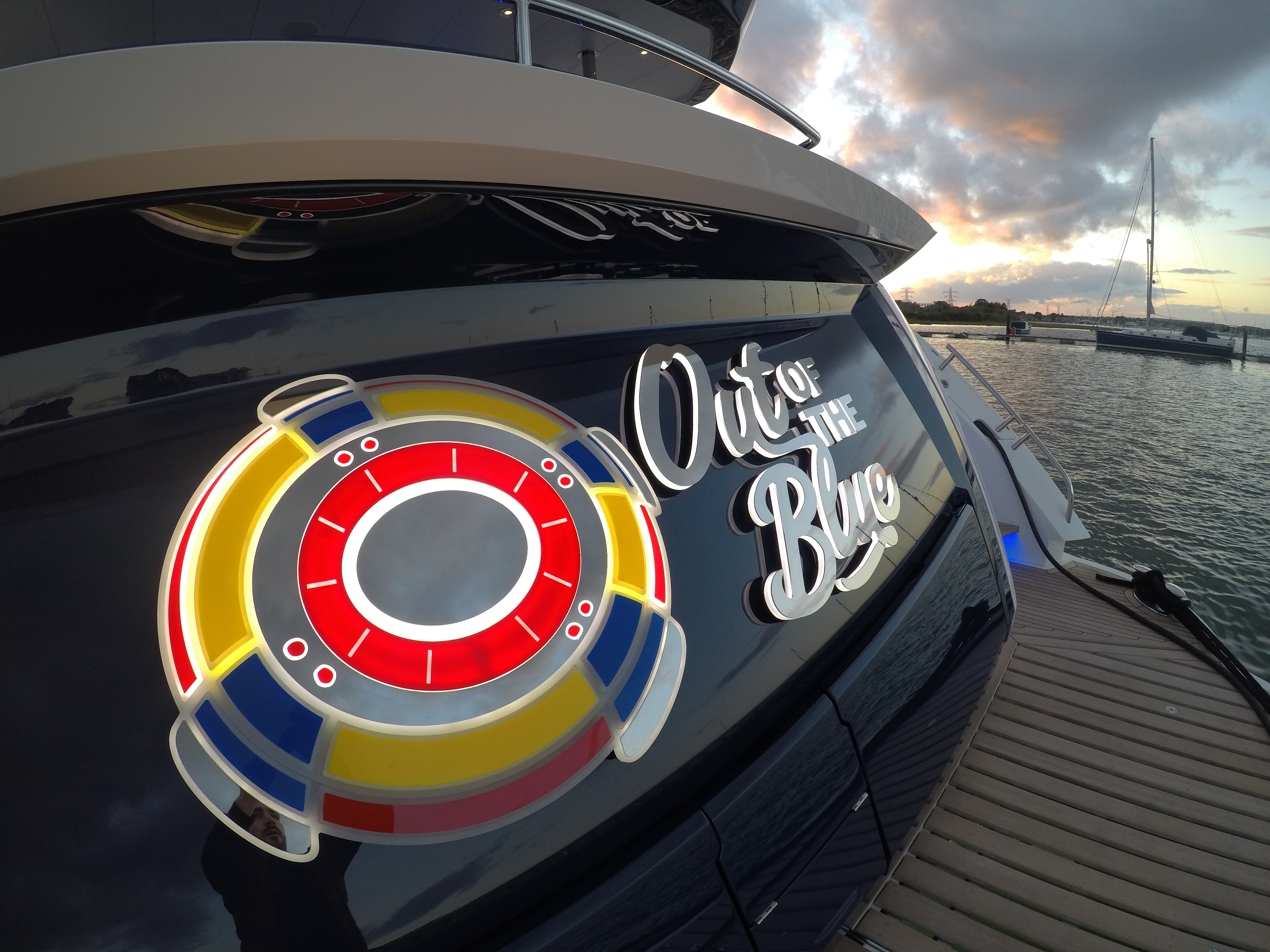 Out of the blue yacht sign